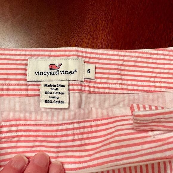 EEUC Women's Vineyard Vines Pink White Seersucker Stripe Mini Skirt Size 6 - Picture 3 of 3